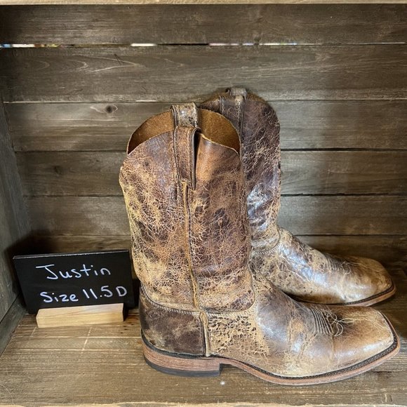 Justin Boots Shoes Mens Justin Bent Rail Shawnee Distressed Brown